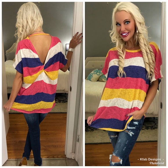 🥰LAST 1! Color Block Twist Back Top! 💐 - Picture 2 of 6